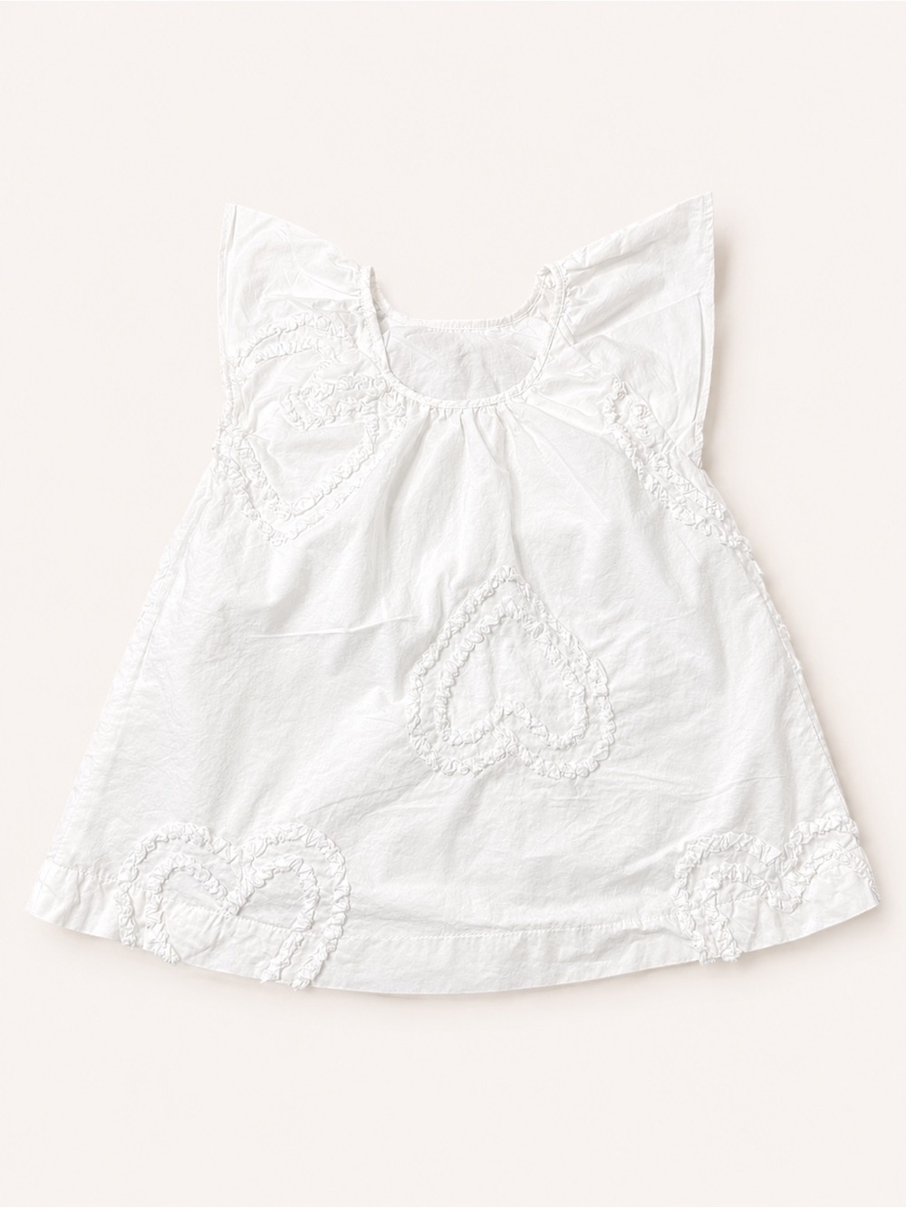 Zara White Heart-Embroidered Casual Dress